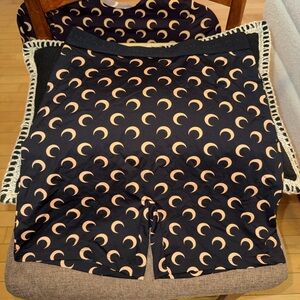 Marine Serre Authentic Black and Tan Crescent Moon Biker Shorts